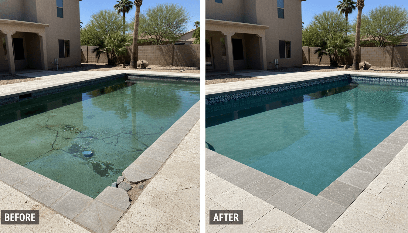 Pool remodeling before and after transformation